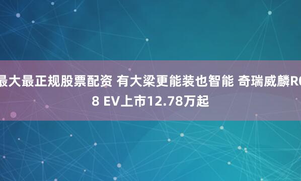 最大最正规股票配资 有大梁更能装也智能 奇瑞威麟R08 EV上市12.78万起